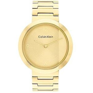 Calvin Klein analoog kwartshorloge, uniseks, met goudkleurige roestvrijstalen armband - 25200290