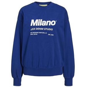 JACK & JONES dames Sweater Jjxx Jxbeatrice Ls Loose Vint Sweat Noos,Sodalite Blue/Print: Bright White Milano Print,XS