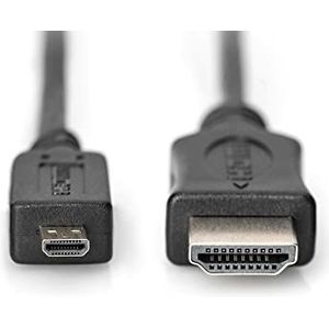 DIGITUS HDMI High Speed aansluitkabel, type D - A - 2,0m - met Ethernetkanaal - Ultra HD 4k/30Hz - compatibel met TV/projector/monitor - vergulde contacten - zwart