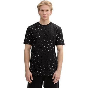 TOM TAILOR Denim T-shirt voor heren, 37438 - Zwart Small Square Print, XL