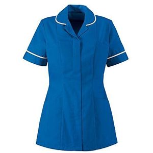 Alexandra AL-HP298BB-76-serie AL-HP298 damestuniek, effen wit, pijp/lijst, 76 cm borst, maat 4, Blad blauw