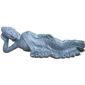 Homea 5DEJ1208 standbeeld – Boeddha zittend GRC, beton wapen glasvezel, grijs, 87 x 25 x 27 cm