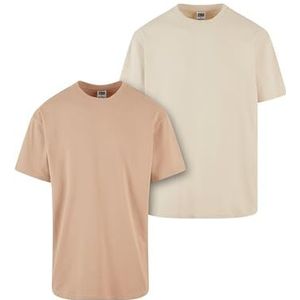 Urban Classics Heavy Oversized T-shirt voor heren, verpakking van 2 stuks, Union beige + zand, M
