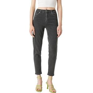 Koton Dames Relax Fit Slim Leg Mom Jean Broek, Zwart, 56