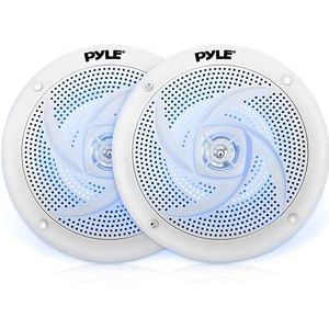 Pyle Marine Luidsprekers - 2-Weg Waterdichte Speakers- Weerbestendige Buitenluidsprekers- Luidsprekers voor Boten- Audio Stereo Geluidssysteem met LED-Verlichting- 180 Watt - 1 Paar