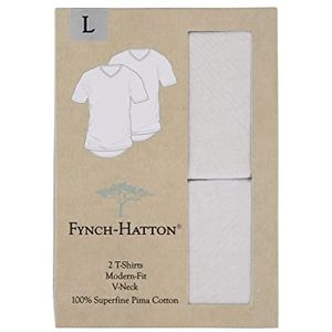 FYNCH-HATTON Heren Doublepack V-hals T-shirts (verpakking van 2), wit (wit 000), S