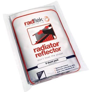 Radflek Reflectiefolie voor radiator, met reflecterende wielstik-plakband, 5 wielflek-folies / 4 wielstikstrepen, voor 10 of meer radiatoren