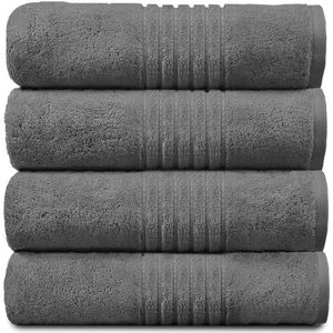 GC GAVENO CAVAILIA Zachte handdoeken voor badkamer - Egyptische katoenen handdoeken set - zeer waterabsorberende gymhanddoek - 4 stuks washandjes handdoeken houtskool