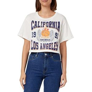 Koton Dames Crop T-shirt met Rundhalsausschnitt College Print, ecru (010), groot, Ecru (010), L