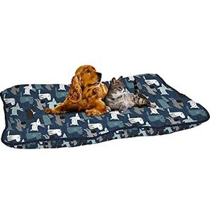 Sogni e capricci Pets Gewatteerd hondenkussen Maxy, Blue Dogs, 60 x 100 cm, Maxy-CSmicro-Blue DOGS-60X100