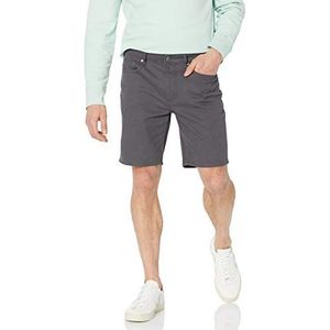 Amazon Essentials Men's Korte broek van stretchstof met 5 zakken en binnenbeenlengte van 23 cm, Donker Grijs, 34
