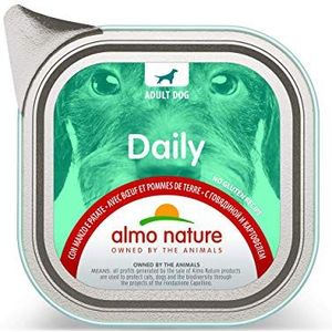 Almo Nature Daily natvoer voor volwassenen honden met rundvlees en aardappelen - aluminium schaal 100 g