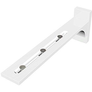 Flairdeco wandhouder/wandhoek met langgat voor gordijnrails, metaal, wit, lang, 4 stuks