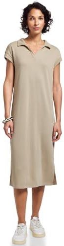 Street One - Gebreide Damesjurk - Coastal Beige - Knielang - Korte Mouwen