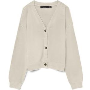 VERO MODA - VMSABA - Gebreid Vest - Chamois - Lange Mouw - V-hals