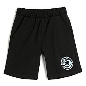 Koton Boys Elastische tailleband shorts zakken bedrukt detail katoen, zwart (999), 5-6 Jaar