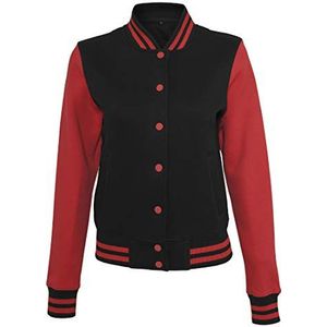 Build Your Brand Vrouwen Ladies Sweat College Jacket, Zwart/Rood, S