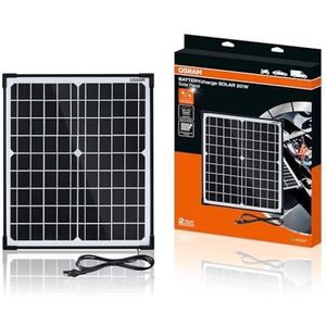 OSRAM BATTERYcharge SOLAR 20W, onderhoudseenheid voor zonnebatterijen, 12V batterij opladen, waterdicht zonnepaneel, bescherming tegen omgekeerde polariteit