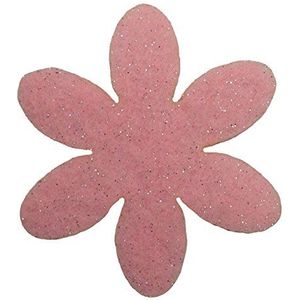 Petra's Knutsel-News 100 x bloem 35 mm, glittervilt, eenzijdig glitter, fliz, roze, 18 x 12 x 5 cm