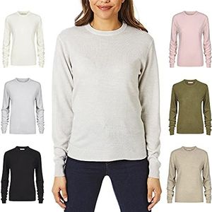 Licht en schaduw Dames LSLKNT454 Cashmilon Soft Touch Crew Neck Gebreide Trui, Lichtgrijs, X-Large