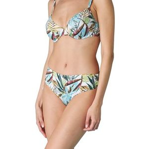 Lovable Bedrukte Shiny Micro damesbikini met hoge tailleband, Tropische opdruk, XXL