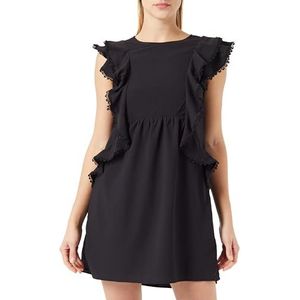caspio Dames mini-jurk met ruches 19226457-CA06, zwart, S, zwart, S