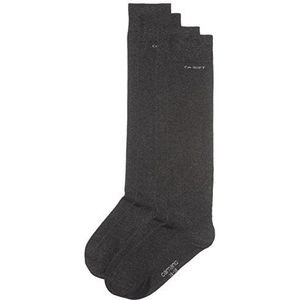 Camano Uniseks set van 2 kniekousen met zachte tailleband voor volwassenen, sokken van katoen, grijs (08 antraciet), 39-42 EU