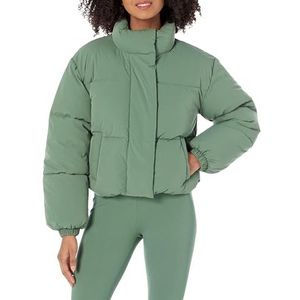 Amazon Essentials Dames Crop Puffer Jacket (verkrijgbaar in grote maten), saliegroen, S
