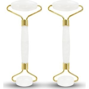 2 rollen witte jade massage van het gezicht – jade roller van 100% natuursteen zonder chemische behandeling – anti-aging – vermindert fijne lijntjes – bevordert de doorbloeding – Sun & Sia