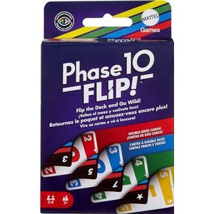 Mattel Games Phase 10 Flip Kaartspel, spel voor het hele gezin met dubbelzijdige kaarten, waaronder speciale, op kleur gebaseerde kaarten, voor 2-6 spelers, HYN12