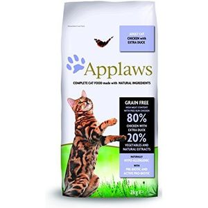Applaws Complete Natuurlijke Graanvrije Kip met Extra Eend Droge Kattenvoeding voor Volwassen Katten - 2 kg Hersluitbare Zak