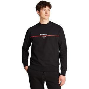 Tommy Hilfiger Sweatshirt met strepen voor heren zonder capuchon, Zwart, XS