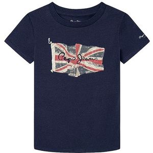 Pepe Jeans Flag Logo Jr S/S N T-shirt voor kinderen, Blauw (Navy), 4 jaar