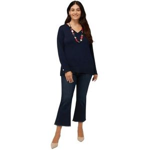 Fiorella Rubino: Lenzing Ecovero Pullover met V-hals van viscose, wit, herfst, winter, 24, blauw, XS Grote maten