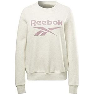Reebok Dames Identiteit Big Logo Fleece Crew Sweatshirt, Klassieke witte mel, L