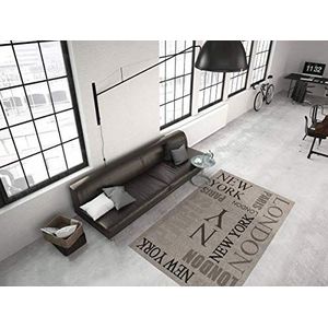 New York Moderne vloerkleden met lage pool in grijs en zwart