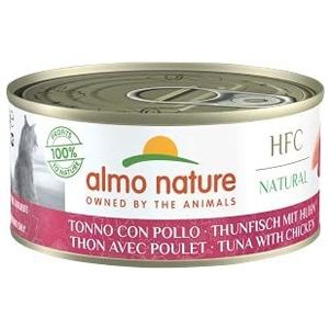Almo Nature - HFC Natural met tonijn en kip - natvoer voor volwassen katten: 24 blikjes van 150 g