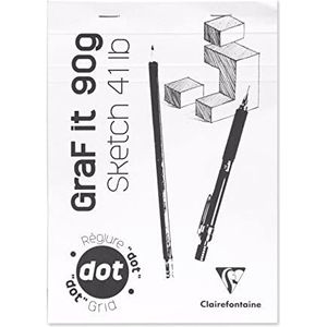Clairefontaine 96694C Graf'It geniet pad - 80 vellen tekenschetspapier - DOT gestippelde liniaal - afneembare vellen - A5 14,8 x 21 cm 90 g - witte omslag - pak van 10 pads