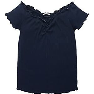 TOM TAILOR T-shirt voor meisjes en kinderen met geribbelde structuur, 10668 - Sky Captain Blue, 128 cm