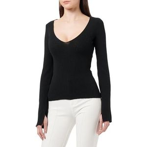 Vila Dames Visaya L/S V-hals top/B top met lange mouwen, zwart, XS