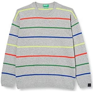 United Colors of Benetton Tricot G/C M/L 1041Q101J trui, grijs met gekleurde strepen 912, L voor kinderen