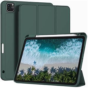 Hoesje voor nieuwe iPad Air 5e/4e generatie 11 inch, slanke Trifold Stand Beschermhoes met Potlood Houder en Auto Wake/Sleep - donkergroen