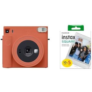 instax Fujifilm SQUARE SQ1 Terracotta Orange, instant SQUARE camera & instax Fujifilm SQUARE film 50-pak (5X10)