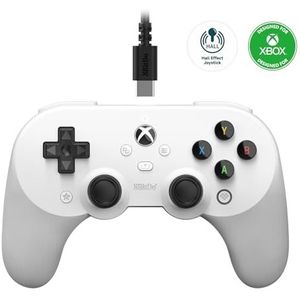 8Bitdo Pro 2 Wired Controller for Xbox, Hall Effect Joystick Update, 3.5mm Audio Jack, Compatible with Xbox Series X|S, Xbox One, Windows 10/11 - Officially Licensed (White)