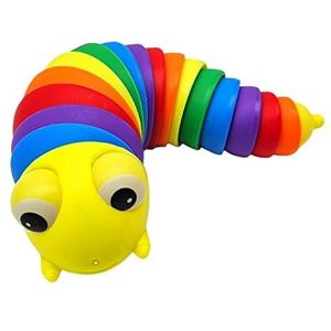 alldoro 60371 My Flexi Worm Rups, klaprammelaar voor peuters, rammelspeelgoed van kunststof, fidget toy, grijpspel in regenboogkleuren, voor kinderen vanaf 3 jaar, meerkleurig