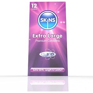 Skins Extra Grote Condooms Multipack. Geen Latex Geur en Extra Smering Voor Maximaal Comfort En Plezier. Dunne Voel En Veilig Met Natuurlijke Look Die Voelt Als Echte Huid - Pack Van 12