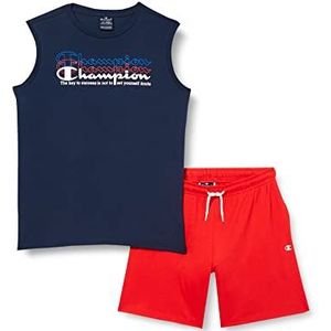 Champion Legacy Graphic Shop Double Logo S/L T-shirt & shorts set voor kinderen en jongeren, (marineblauw/dieprood), 13-14 Jaar