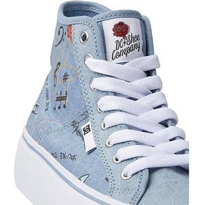 DC Shoes Manual Hi Platform Sneakers voor dames, Heather Dark Denim, 37,5 EU, Heather Dark Denim, 37.5 EU