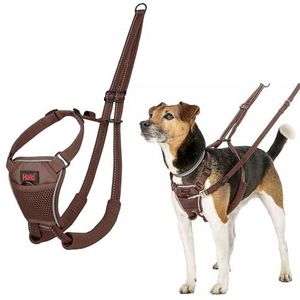 HALTI No-Pull Hondentuig - Om te voorkomen dat uw hond aan de lijn trekt. Verstelbaar en lichtgewicht. Reflecterend hondentrainingsharnas voor kleine honden (Maat S, Diepe Walnoot)