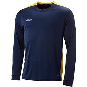 Mitre Heren Charge Lange mouw Voetbal Match Dag Shirt, Navy/Geel, X-Small/32-34 Inch